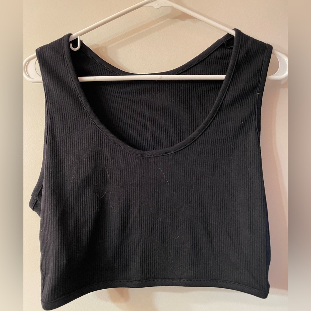 RD Style black ribbed crop top - Picture 2 of 4